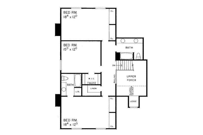 Home Plan - Floor Plan - Upper Floor for Traditional House Plan #72-384 - 4 bed, 3.5 bath