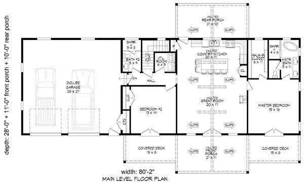 Cabin Floor Plan - Main Floor Plan #932-1023