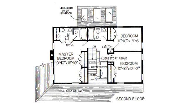 Floor Plan - Upper Floor for Country House Plan #312-807 - 3 bed, 2.5 bath