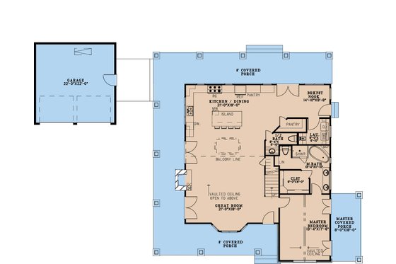 Floor Plan - Main Floor for Cottage House Plan #923-362 - 3 bed, 2.5 bath