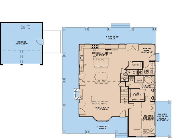 House Blueprint - Cottage Floor Plan - Main Floor Plan #923-362