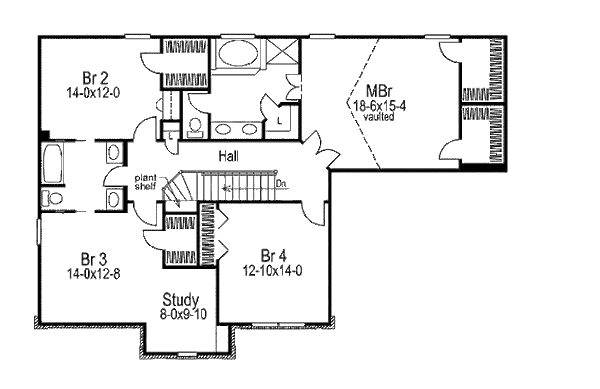 House Design - Colonial Floor Plan - Upper Floor Plan #57-274