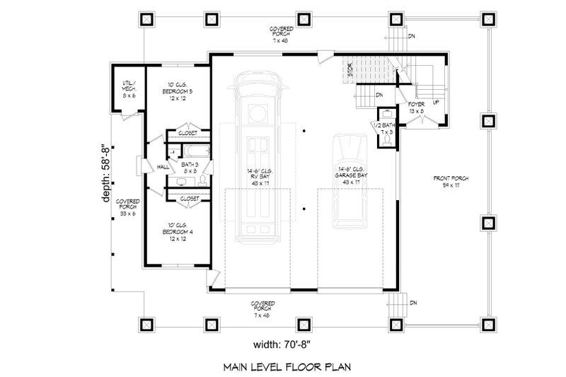 House Blueprint - Floor Plan - Main Floor for Contemporary House Plan #932-455 - 5 bed, 3.5 bath