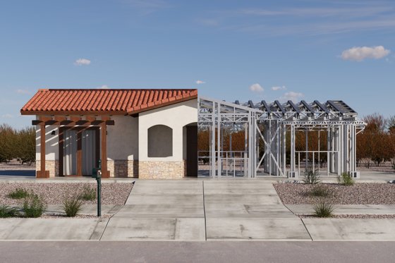 Exterior - Front Elevation 6 for Adobe / Southwestern House Plan #1106-195 - 2 bed, 2 bath