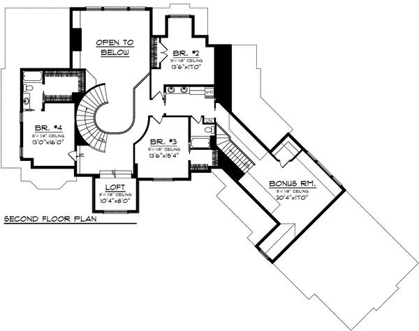 Architectural House Design - European Floor Plan - Upper Floor Plan #70-1109