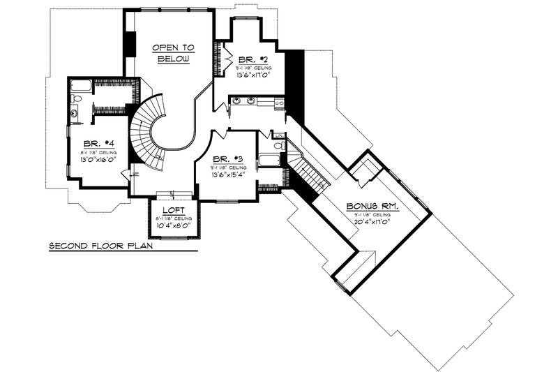 Home Plan - Floor Plan - Upper Floor for European House Plan #70-1109 - 4 bed, 3.5 bath