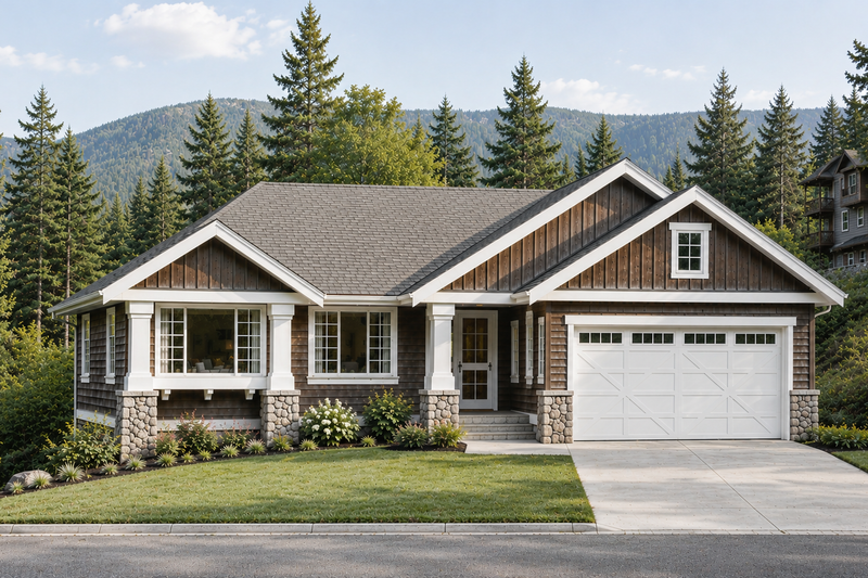 House Blueprint - Exterior - Front Elevation 2 for Craftsman House Plan #1100-122 - 3 bed, 2 bath