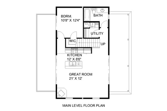 Floor Plan - Main Floor for Cottage House Plan #117-994 - 1 bed, 1 bath