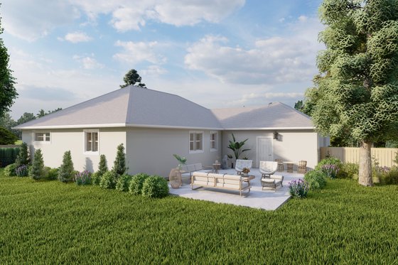 Exterior - Rear Elevation for Ranch House Plan #1060-22 - 5 bed, 3 bath