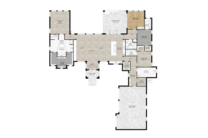 Architectural House Design - Floor Plan - Main Floor for Country House Plan #1110-36 - 3 bed, 3.5 bath