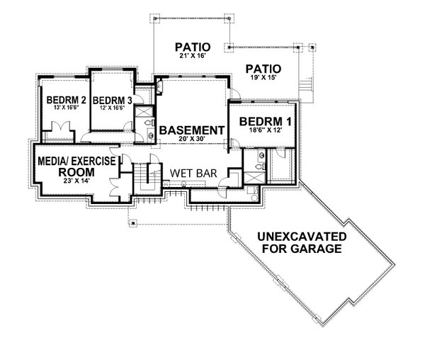 Contemporary Floor Plan - Lower Floor Plan #112-225