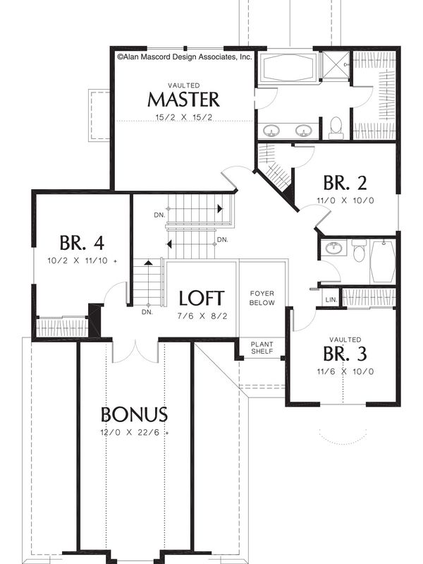 Traditional Floor Plan - Upper Floor Plan #48-380