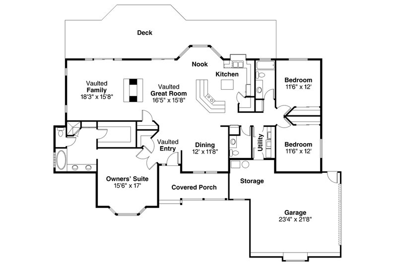 Home Plan - Floor Plan - Main Floor for Traditional House Plan #124-177 - 3 bed, 2.5 bath