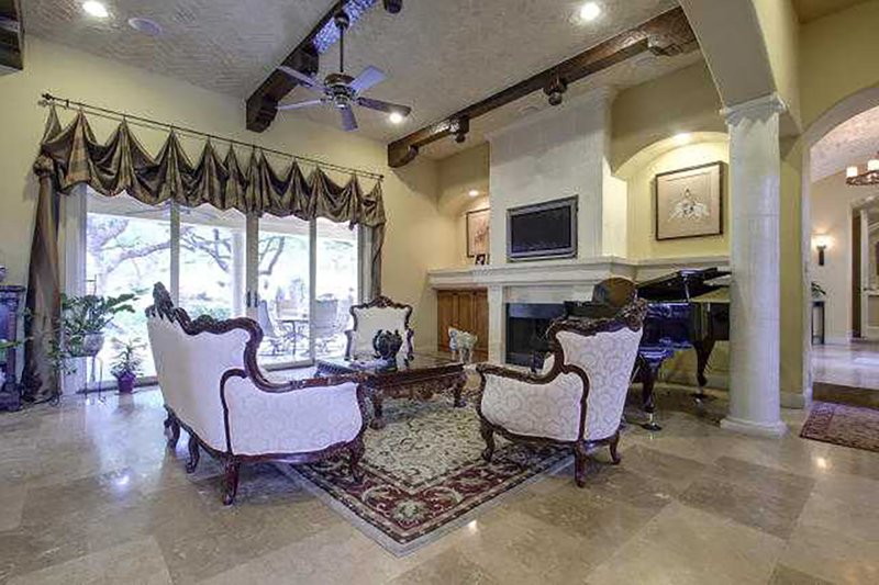 House Blueprint - Interior - Family Room for Mediterranean House Plan #80-124 - 4 bed, 4.5 bath