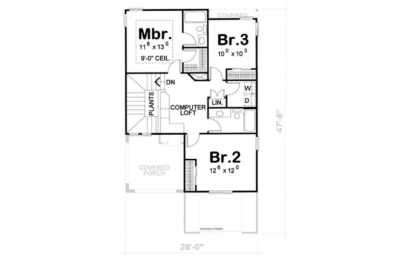 Dream House Plan - Floor Plan - Upper Floor for European House Plan #20-1691 - 3 bed, 3 bath