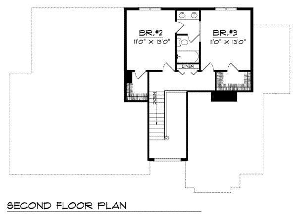 Architectural House Design - Traditional Floor Plan - Upper Floor Plan #70-312