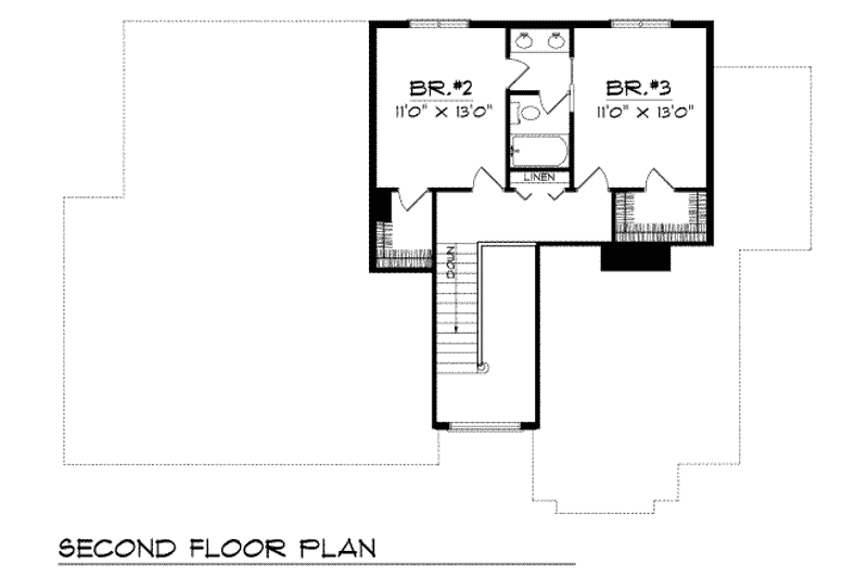 Home Plan - Floor Plan - Upper Floor for Traditional House Plan #70-312 - 3 bed, 2.5 bath