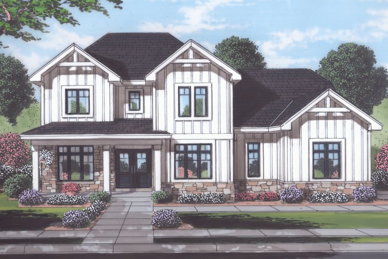 House Blueprint - Farmhouse Exterior - Front Elevation Plan #46-907