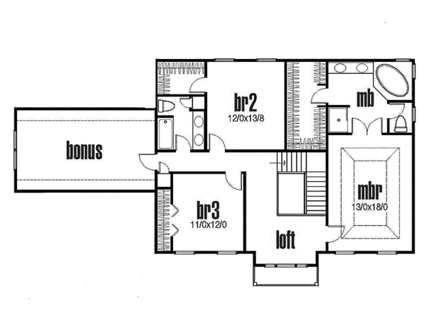 House Design - Traditional Floor Plan - Upper Floor Plan #435-24