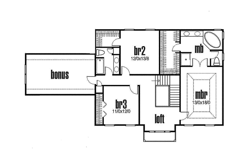 Dream House Plan - Floor Plan - Upper Floor for Traditional House Plan #435-24 - 3 bed, 2.5 bath