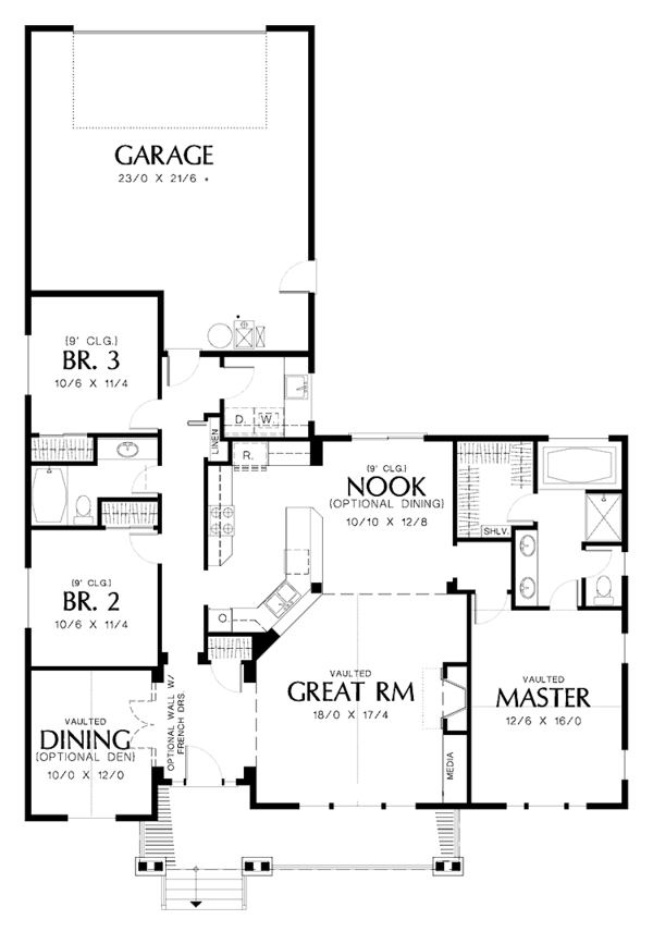 House Plan Design - Craftsman Floor Plan - Main Floor Plan #48-808
