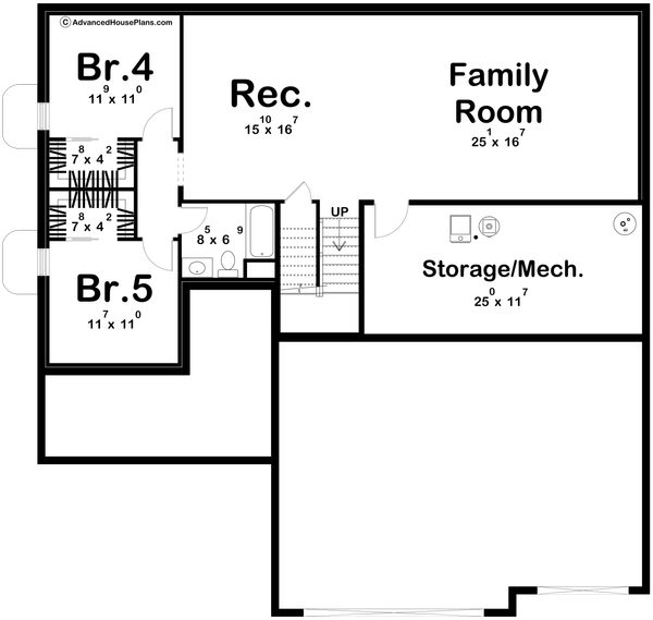Modern Floor Plan - Lower Floor Plan #455-747