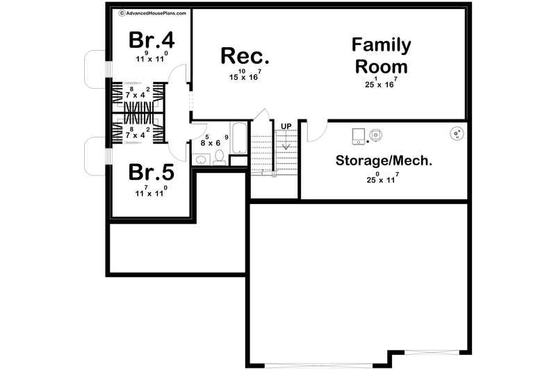 House Design - Floor Plan - Lower Floor for Modern House Plan #455-747 - 3 bed, 2 bath