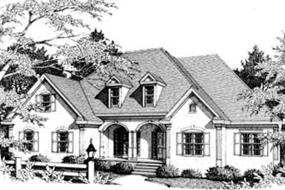 Exterior - Front Elevation for European House Plan #10-102 - 3 bed, 2 bath