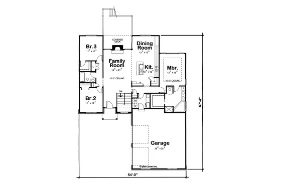 Floor Plan - Main Floor for Traditional House Plan #20-2404 - 3 bed, 2.5 bath