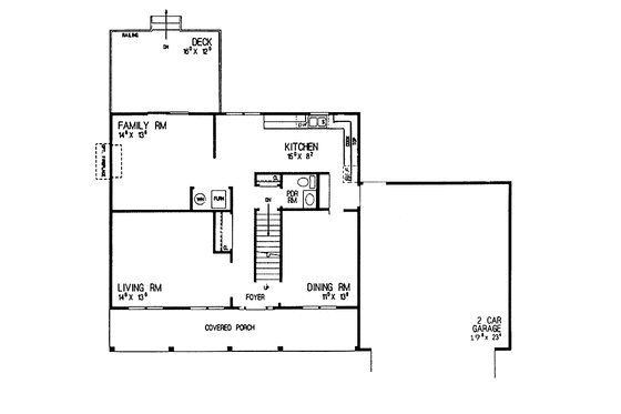 Floor Plan - Main Floor for Colonial House Plan #72-1026 - 4 bed, 2.5 bath
