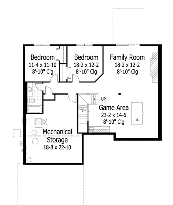 Architectural House Design - Ranch Floor Plan - Lower Floor Plan #51-1098