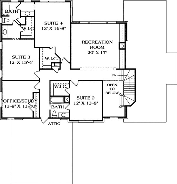 House Design - Traditional Floor Plan - Upper Floor Plan #453-181