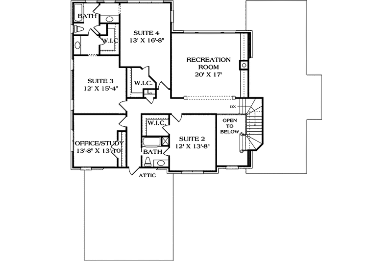 Architectural House Design - Floor Plan - Upper Floor for Traditional House Plan #453-181 - 4 bed, 4 bath