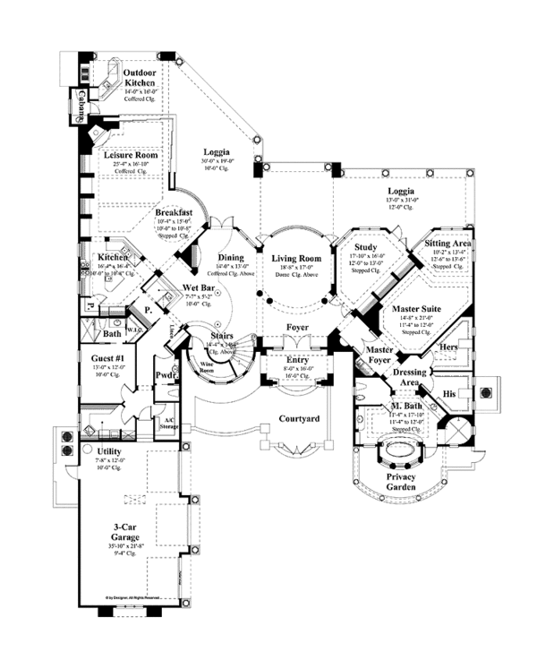 Architectural House Design - Mediterranean Floor Plan - Main Floor Plan #930-436