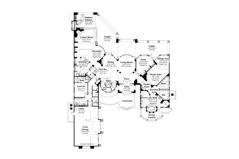 Home Plan - Floor Plan - Main Floor for Mediterranean House Plan #930-436 - 4 bed, 4 bath