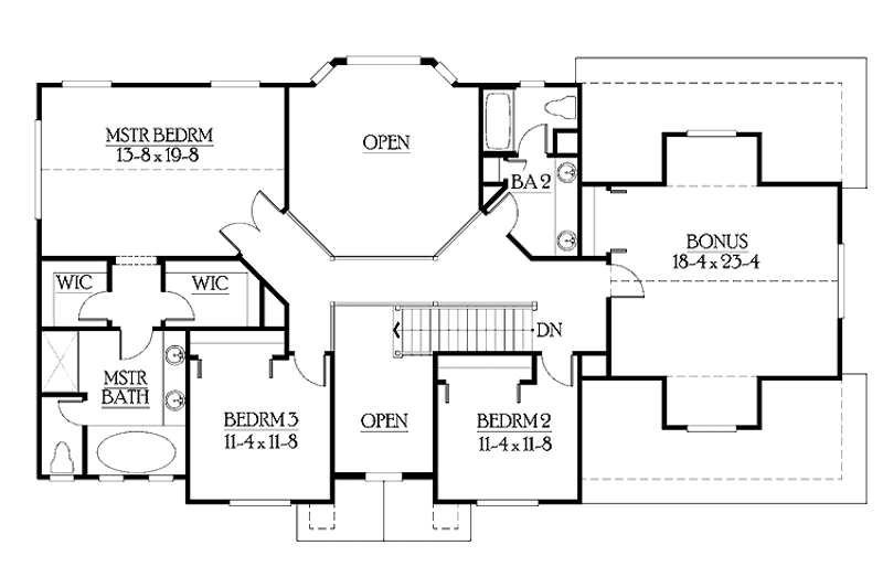 Dream House Plan - Floor Plan - Upper Floor for Craftsman House Plan #132-325 - 3 bed, 2.5 bath
