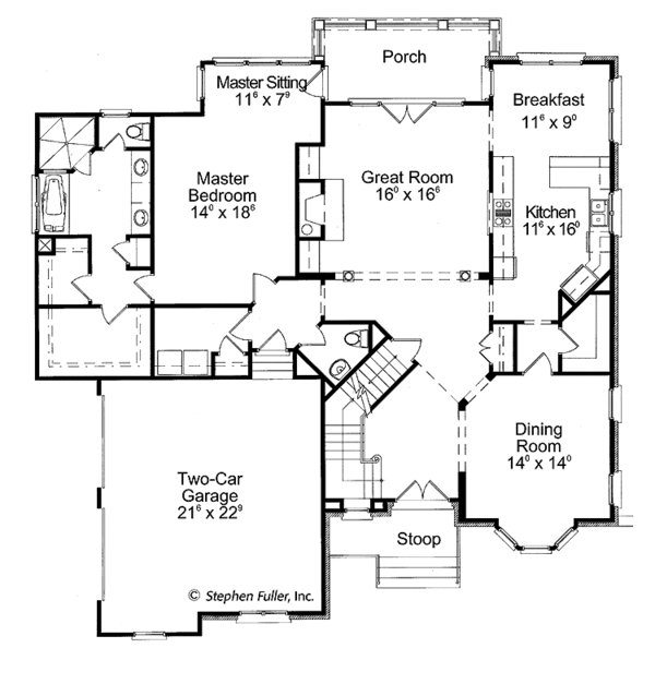 House Design - Country Floor Plan - Main Floor Plan #429-287