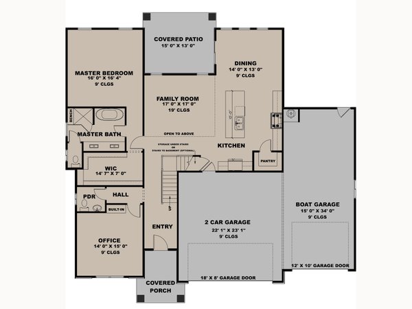 House Blueprint - Floor Plan - Main Floor for Contemporary House Plan #1111-48 - 4 bed, 2.5 bath