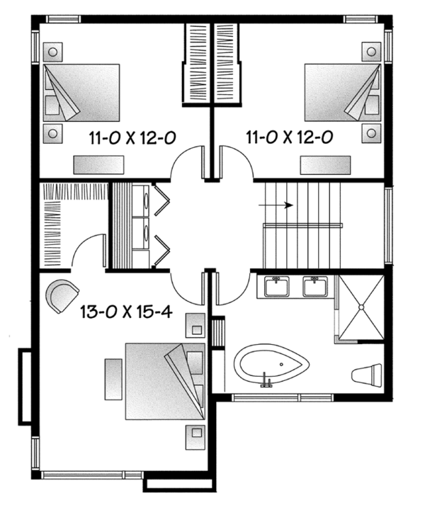 Architectural House Design - Contemporary Floor Plan - Upper Floor Plan #23-2585