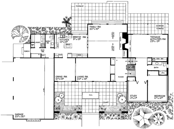 Home Plan - Adobe / Southwestern Floor Plan - Main Floor Plan #72-751