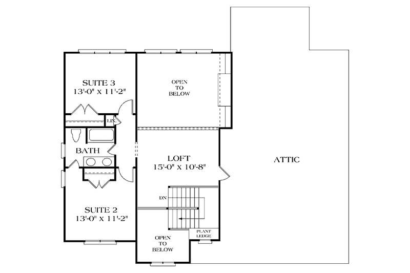 Dream House Plan - Floor Plan - Upper Floor for Country House Plan #453-258 - 3 bed, 2.5 bath