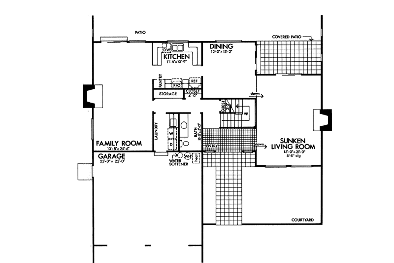 House Blueprint - Floor Plan - Main Floor for Contemporary House Plan #320-798 - 4 bed, 3.5 bath