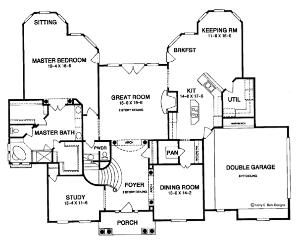 Architectural House Design - Mediterranean Floor Plan - Main Floor Plan #952-31