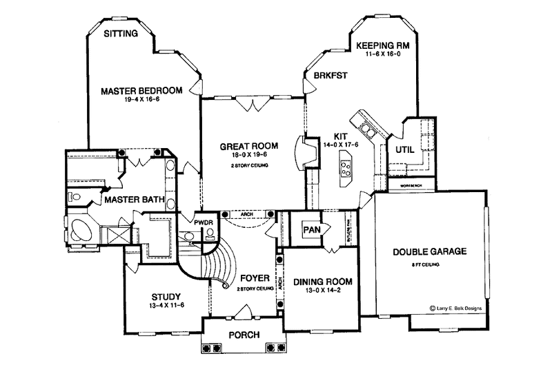 Architectural House Design - Floor Plan - Main Floor for Mediterranean House Plan #952-31 - 4 bed, 3.5 bath