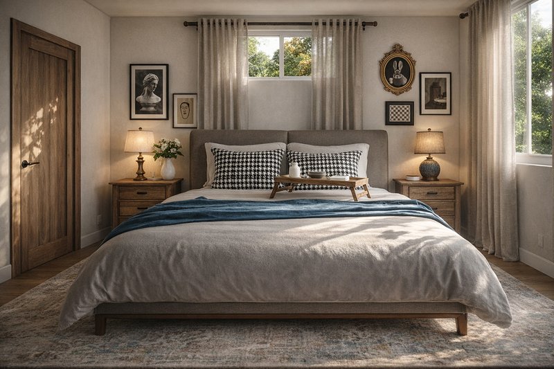 House Blueprint - Interior - Master Bedroom for Cottage House Plan #124-1463 - 3 bed, 2 bath