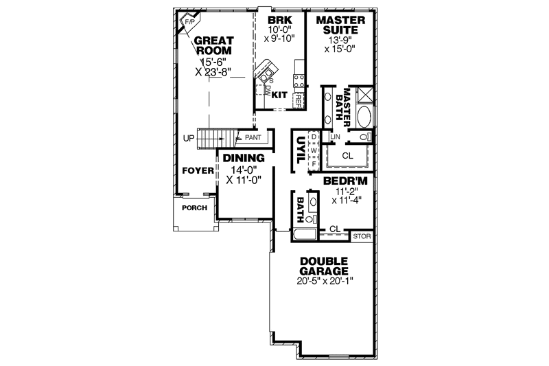 Home Plan - Floor Plan - Main Floor for European House Plan #34-251 - 4 bed, 3 bath