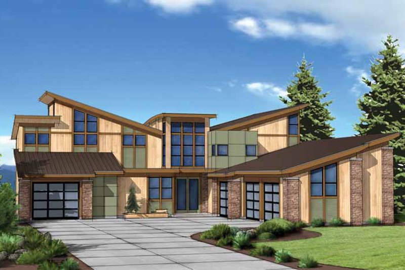 House Blueprint - Contemporary Exterior - Front Elevation Plan #569-31