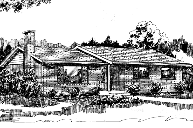 House Blueprint - Ranch Exterior - Front Elevation Plan #47-961