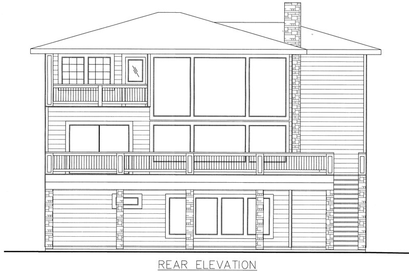 House Blueprint - Exterior - Rear Elevation for Contemporary House Plan #117-1111 - 3 bed, 3 bath