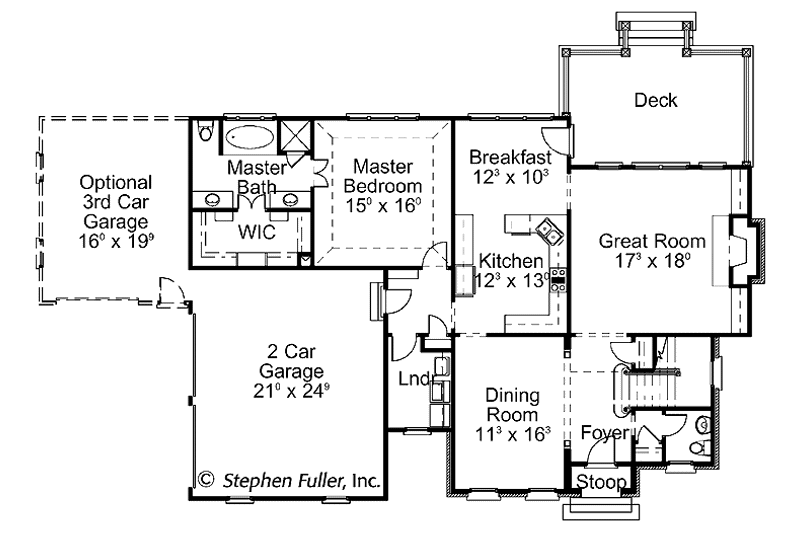 Home Plan - Floor Plan - Main Floor for Colonial House Plan #429-390 - 4 bed, 3.5 bath